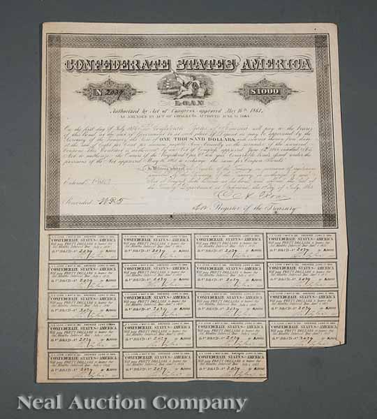 Appraisal: Confederate Bonds a group of C S A coupon bonds