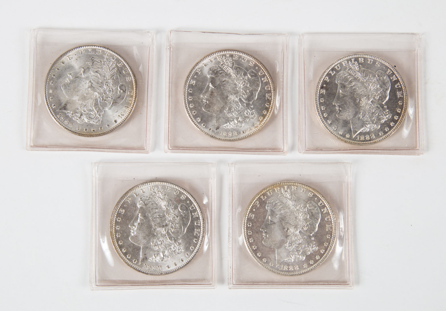 Appraisal: USA Morgan Dollars Five Morgan dollars grades MS -MS