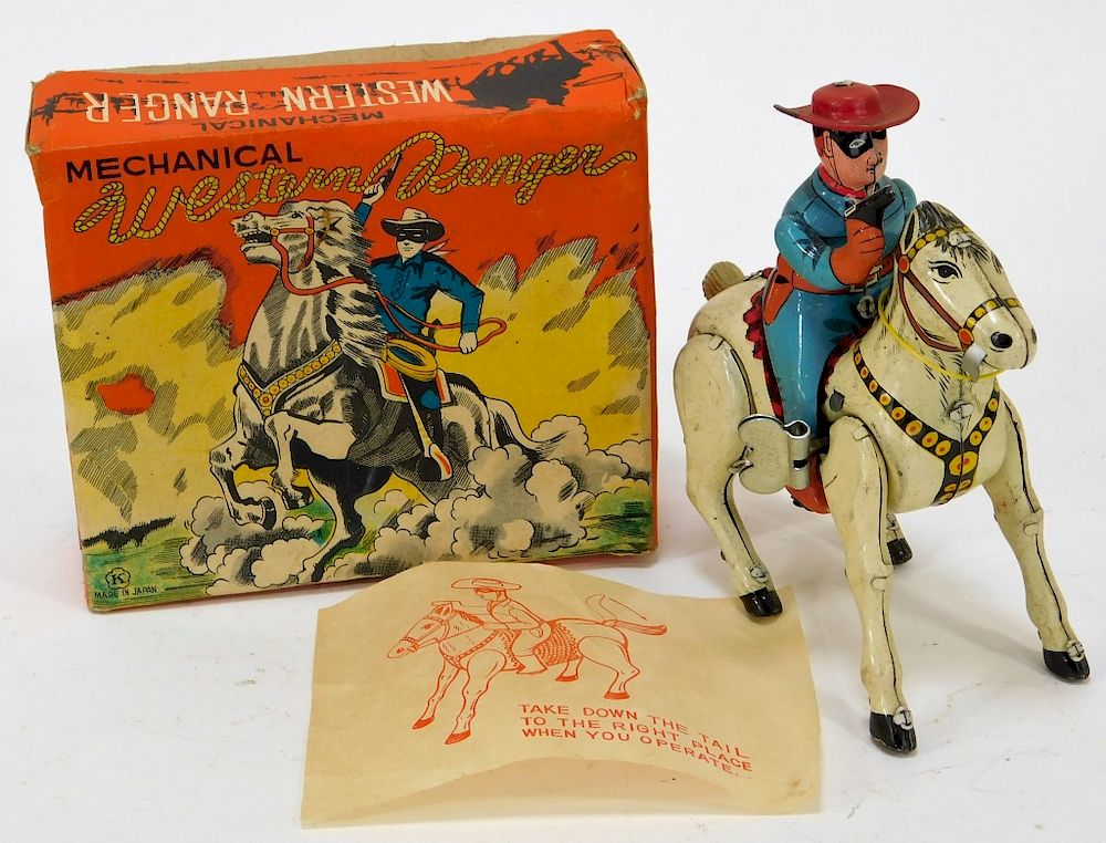 Appraisal: Kokyu Western Ranger Tin Toy with Original Box Japan Early