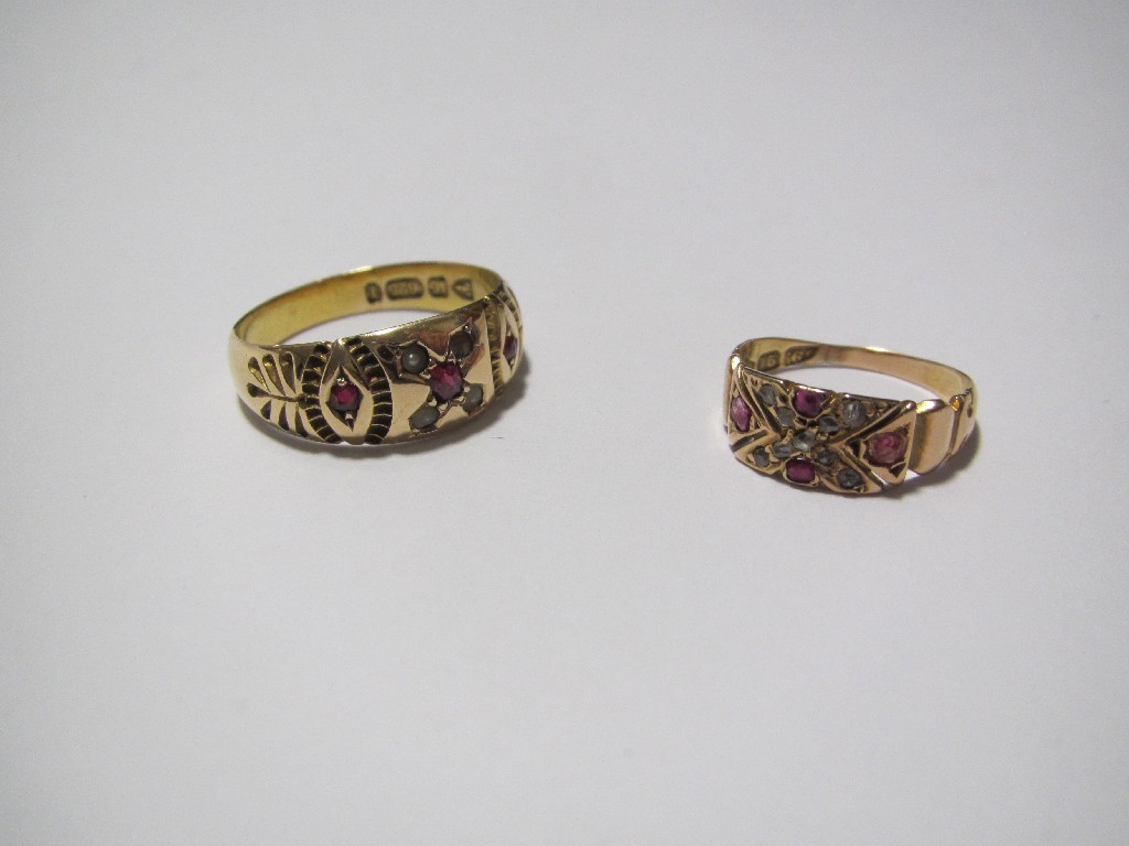 Appraisal: Girls Victorian ct ruby and diamond chip set ring and