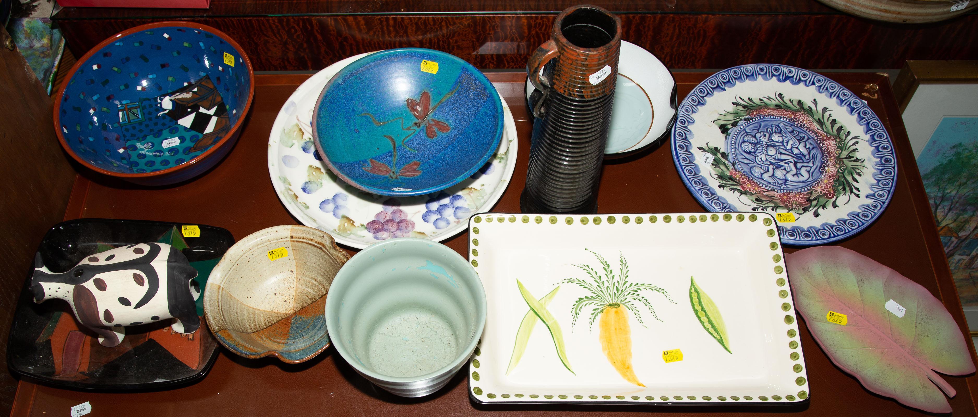 Appraisal: ASSORTMENT OF DECORATIVE ART POTTERY CERAMICS Includes bowls plates and