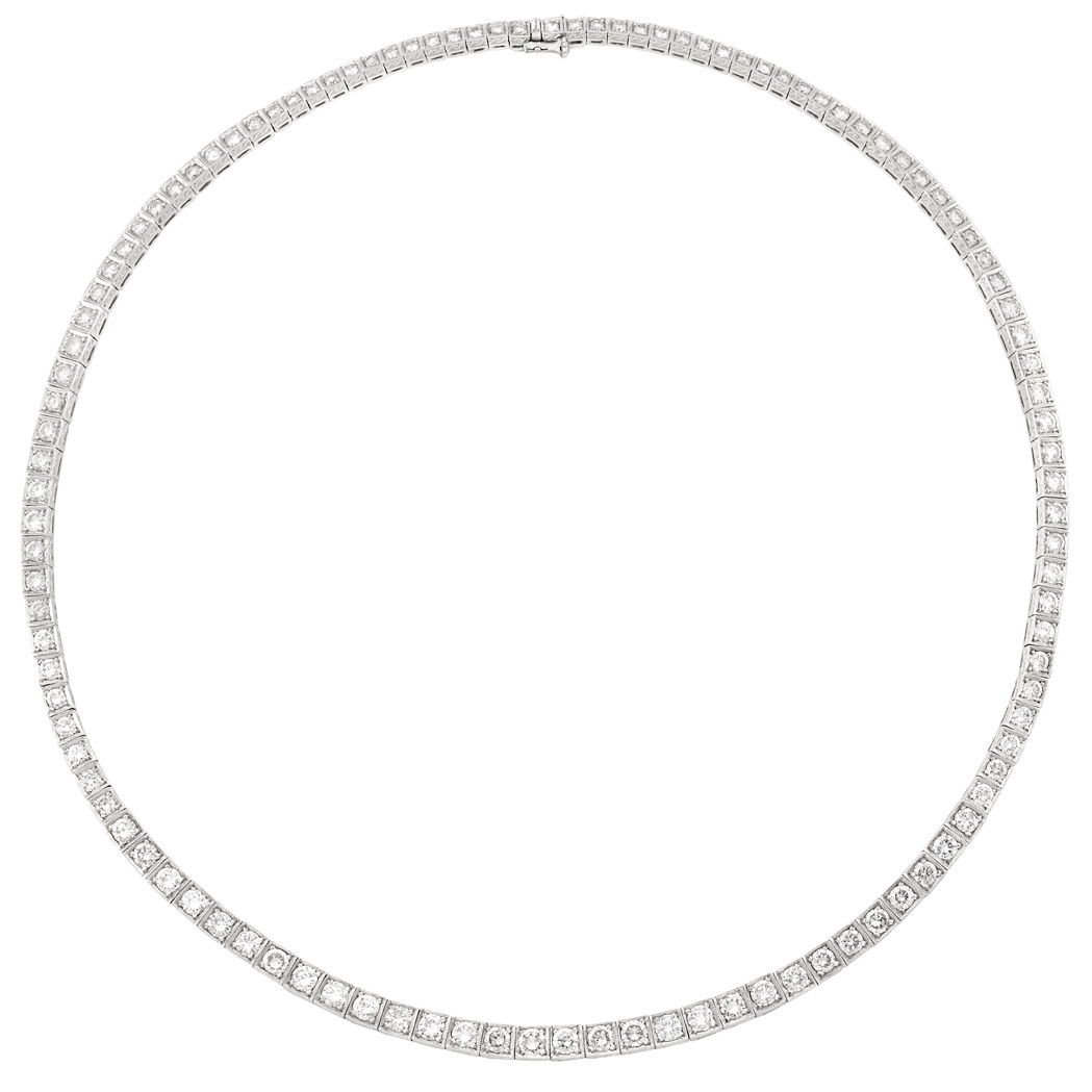 Appraisal: Platinum and Diamond Necklace round diamonds ap cts ap dwts