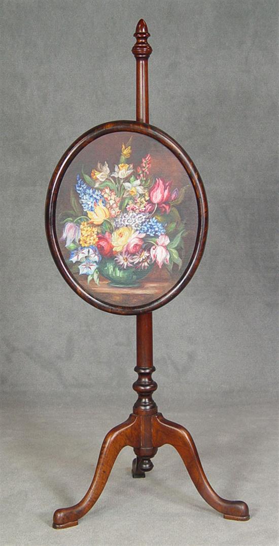 Appraisal: Colonial Style Fire Screen Mid th Century x floral still