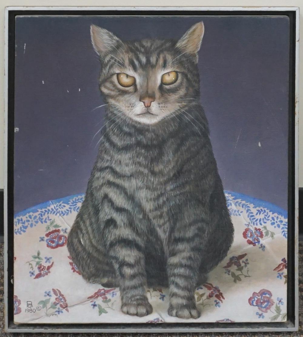 Appraisal: REBECCA DAVENPORT AMERICAN B THE CAT OIL ON CANVASRebecca Davenport