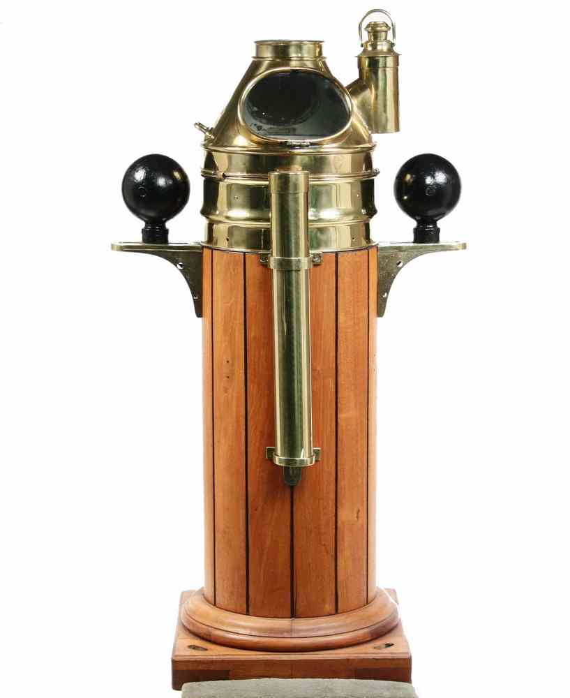 Appraisal: LARGE BINNACLE - Brass Top Mahogany Cased Iron Based Large