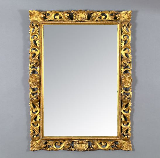 Appraisal: Florentine Vertical Oblong and Antique-Gilded Wood Looking Glass in the