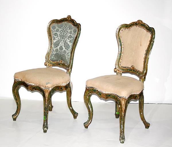 Appraisal: A pair of Neoclassical side chairs th century height in