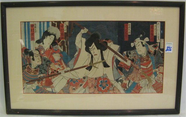 Appraisal: UTAGAWA KUNISADA I who was Toyokuni III COLOR WOODCUT TRIPTYCH