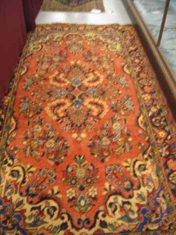 Appraisal: Hamadan Persian Handmade Rug fancy florals salmon field ' ''