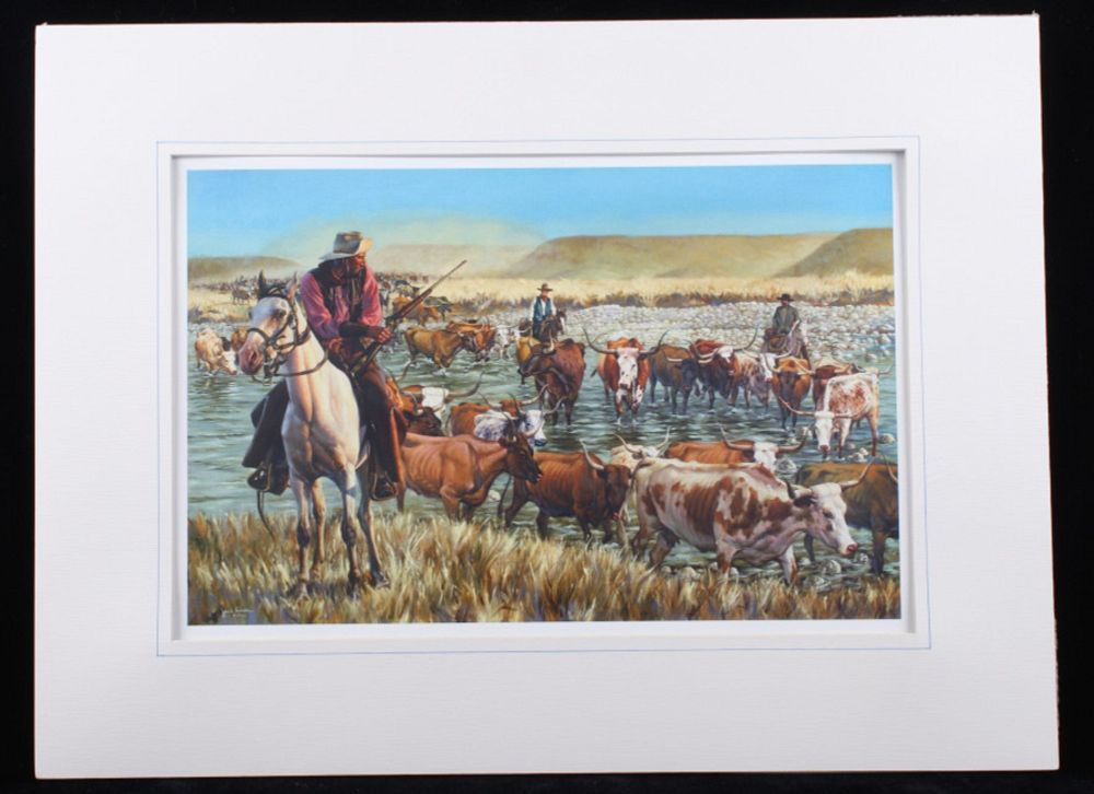 Appraisal: Jack Hines Western Cattle Drive Print Included in this lot