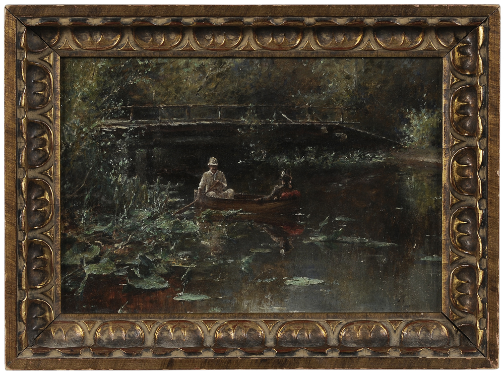 Appraisal: Attributed to William Greason Michigan - Figures Paddling on a