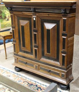 Appraisal: Dutch partial ebonized and carved walnut armoire Dutch partial ebonized