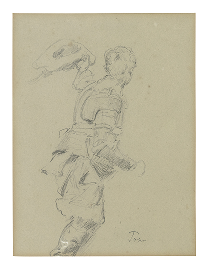 Appraisal: AUGUSTUS JOHN Study of a Cavalier Pencil on tan wove