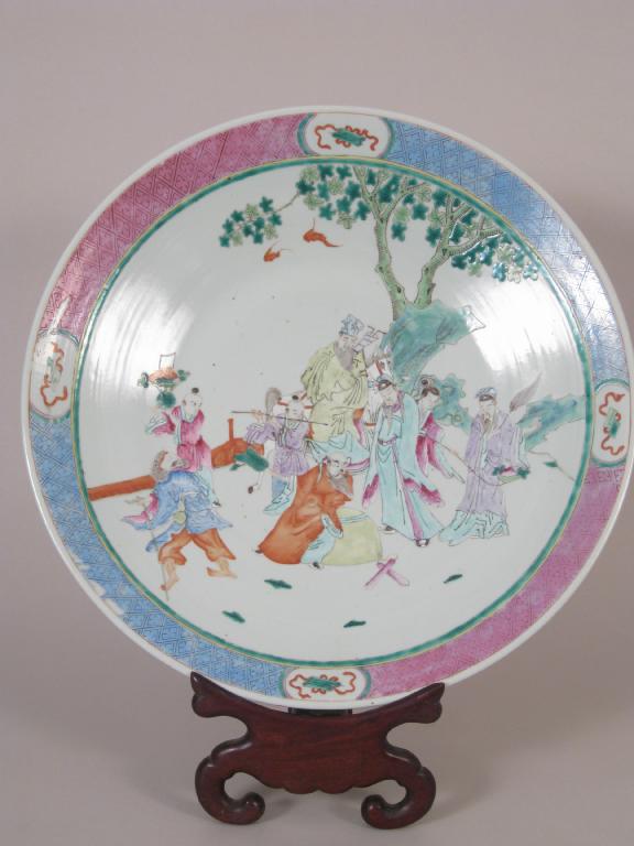 Appraisal: A th Century Chinese polychrome Charger painted warriors in