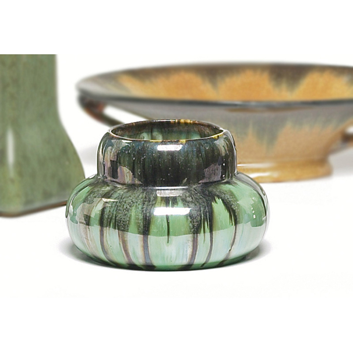 Appraisal: Fulper vase double gourd form covered with a green and