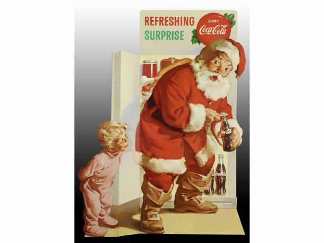 Appraisal: Cardboard Coca-Cola Santa Easel-Back Display Description s Die-cut Small closed