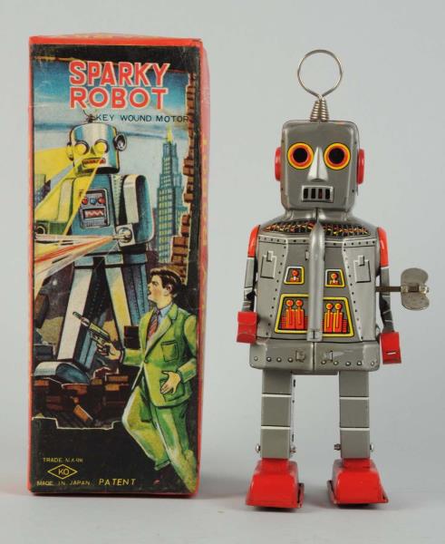 Appraisal: Japanese Tin Litho Sparky Robot O B In original box