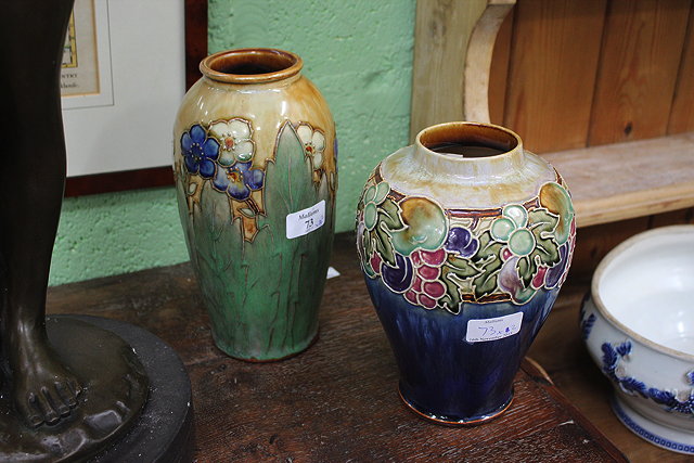 Appraisal: A ROYAL DOULTON STONEWARE VASE decorated with blue and white