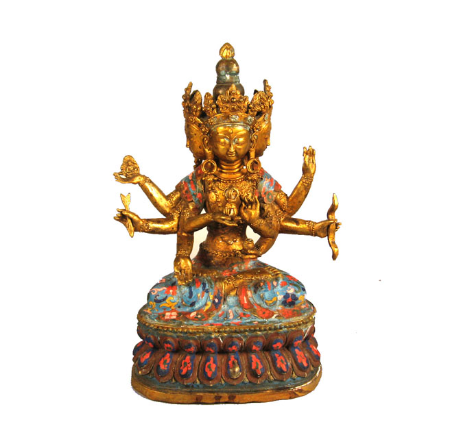 Appraisal: Tibetan gilt bronze polychrome figure of Ushnishavijaya late th early