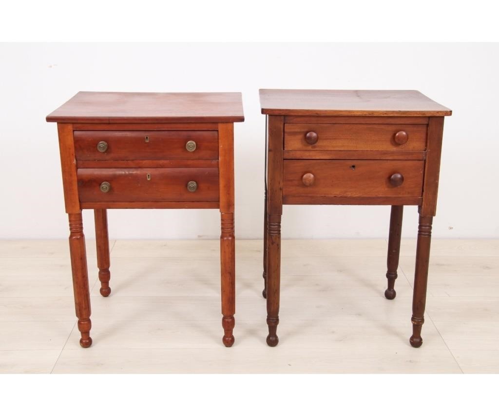 Appraisal: Sheraton mahogany two-drawer stand c together with a cherry example