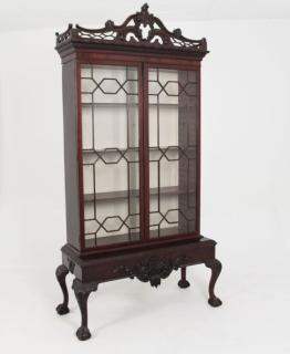 Appraisal: ENGLISH CHIPPENDALE DISPLAY CABINET HAVING OPENWORK PEDIMENT ON BALL AND