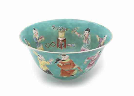 Appraisal: A Chinese Porcelain Enamel Footed Bowl decorated with youths and