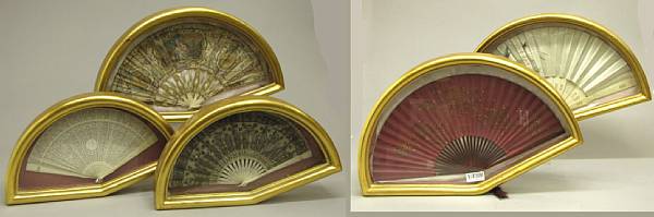 Appraisal: late th early th century Comprising three Asian fans the