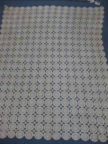 Appraisal: Hand Crocheted Tablecloth or Spread fancy openwork medallions '' X