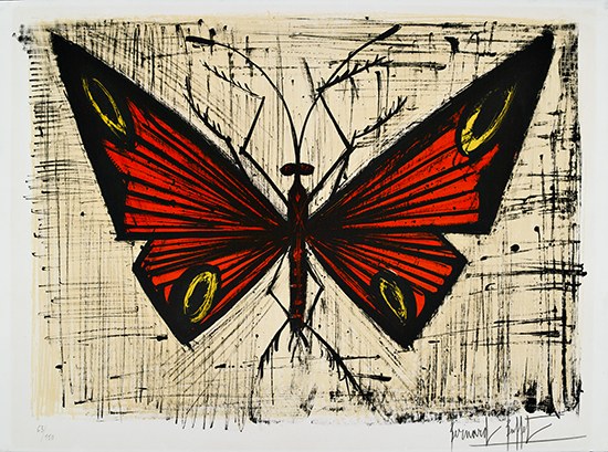 Appraisal: BERNARD BUFFET Papillion rouge et jaune Color lithograph on Arches