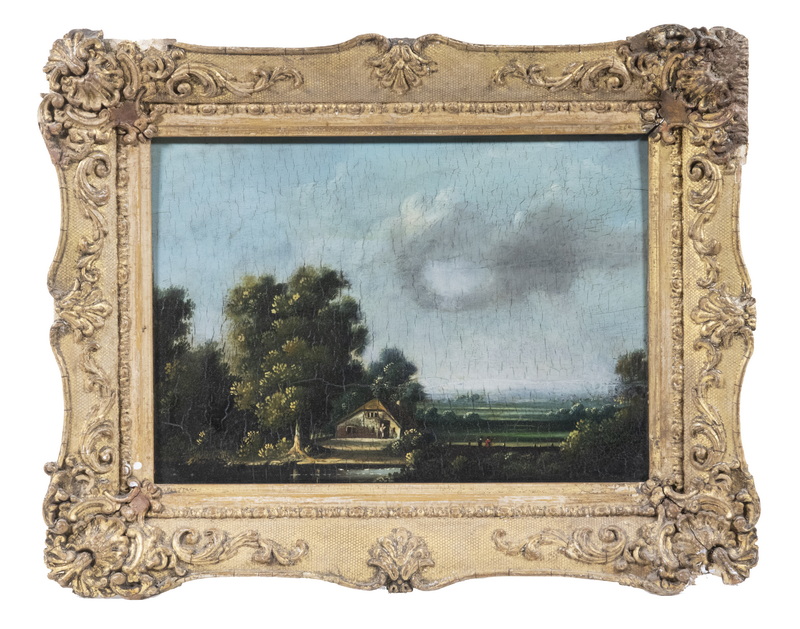 Appraisal: TH C DUTCH MINIATURE LANDSCAPE A Riverside Home in the