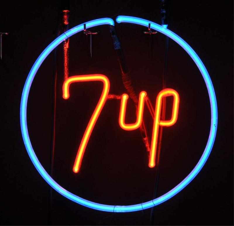 Appraisal: up Circle Neon Sign Description s Clear blue and red