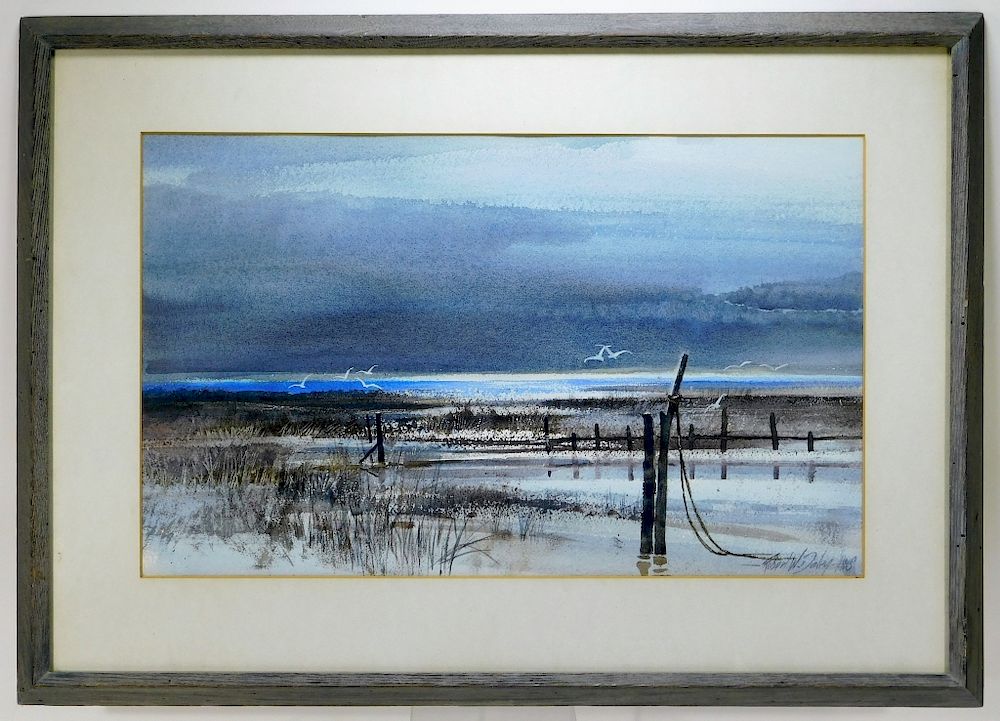 Appraisal: Robert Daley Winter Ocean Frozen Marsh WC Painting Robert W