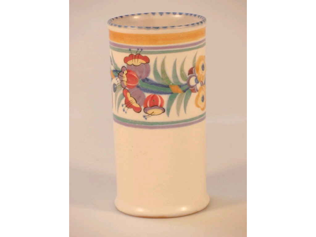 Appraisal: A Poole pottery sleeve vase painted with a band of