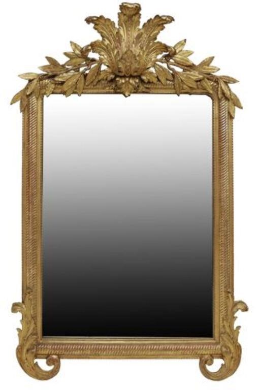 Appraisal: French Louis XV style giltwood mirror th c large acanthus