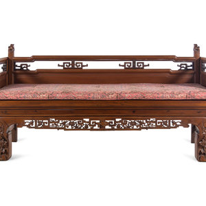 Appraisal: A Chinese Carved Cypress Daybed th Century Height x width