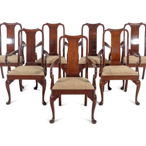 Appraisal: A Set of Seven Queen Anne Style Mahogany Dining Chairs