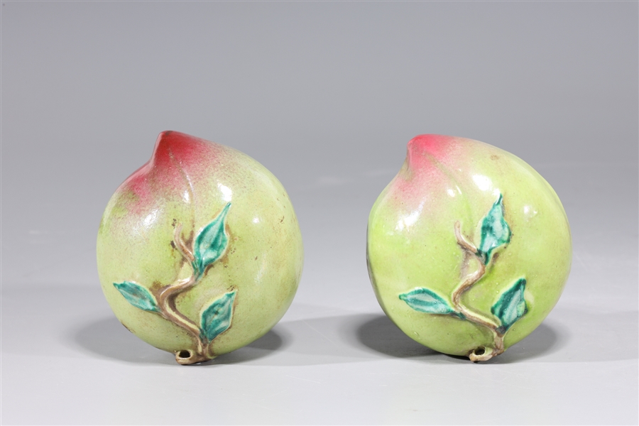 Appraisal: Two Chinese enameled porcelain peaches overall good condition some minor