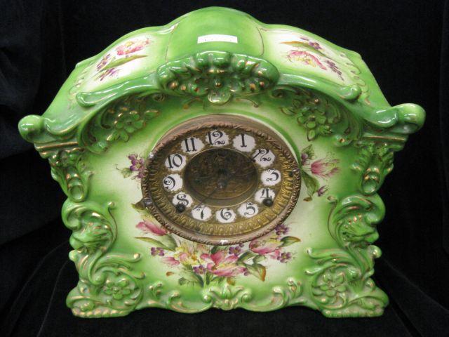 Appraisal: Gilbert Porcelain Cased Mantle Clock probably Royal Bonn model dated