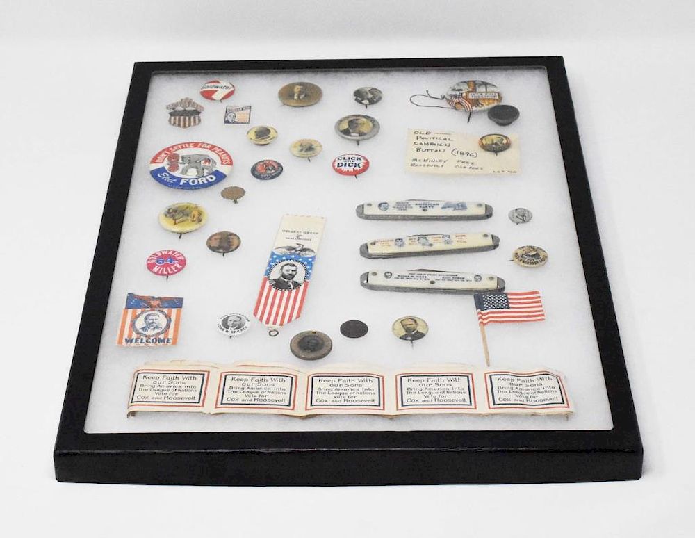 Appraisal: Approximately vintage political items Frame of approximately vintage political items