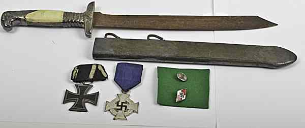 Appraisal: German WWII Rad Officers Parts Dagger and Pins Officer's RAD