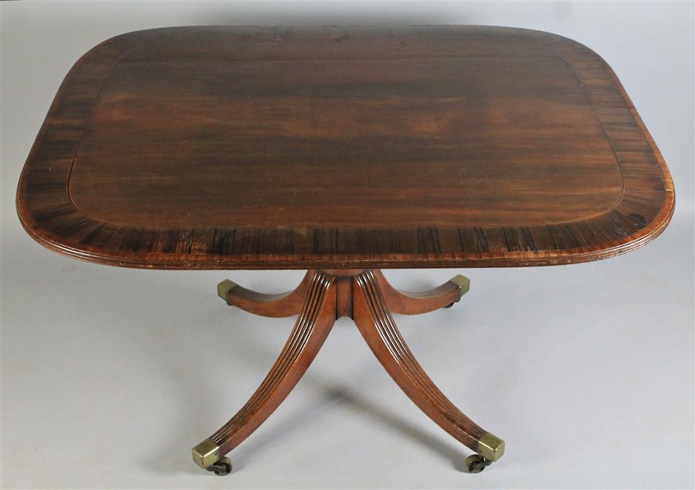 Appraisal: REGENCY MAHOGANY AND BANDED ROSEWOOD BREAKFAST TABLE having a rectangular