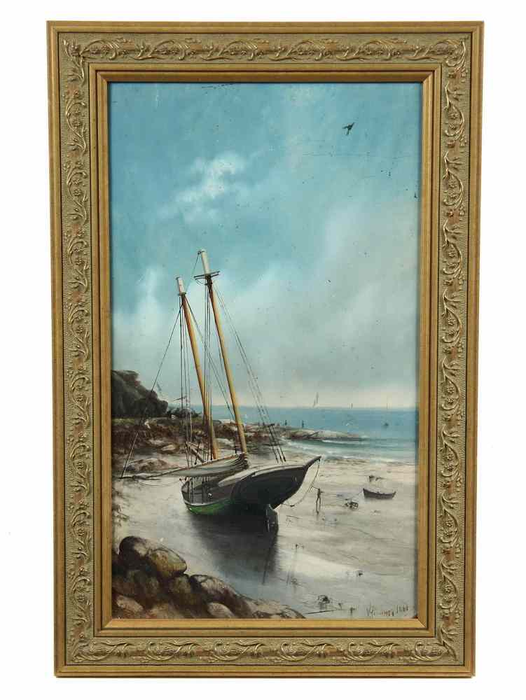 Appraisal: OOB - Beached Two Mast Schooner by Willis Henry Plummer