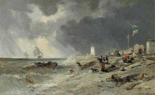 Appraisal: NOEL JULES ACHILLE Quimper - Algier Storm on the beach