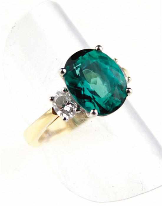 Appraisal: Tourmaline and diamond ring by Spark centered by very fine