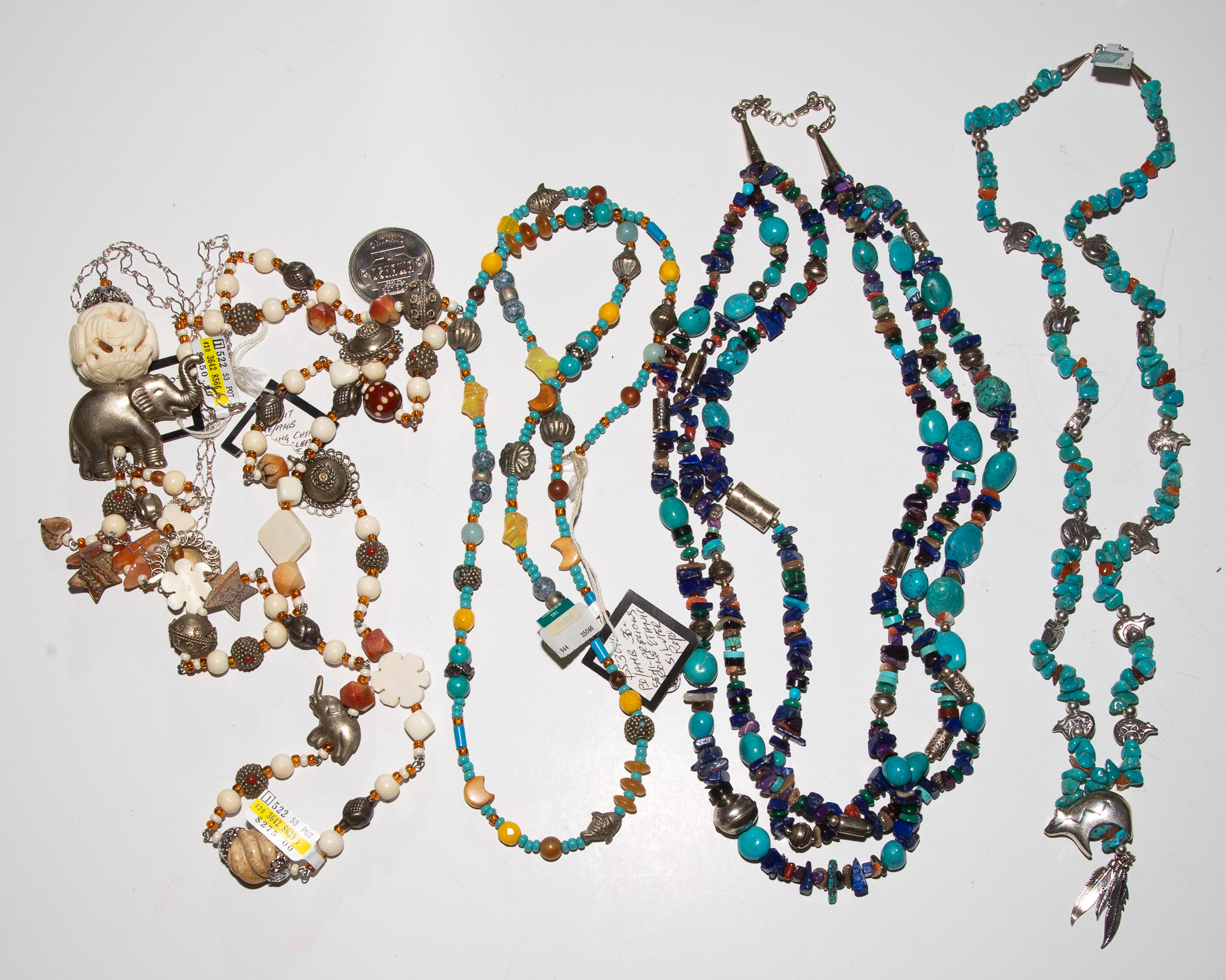 Appraisal: A COLLECTION OF BEADED NECKLACES various bead necklaces including turquoise