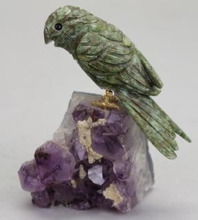 Appraisal: Carved th C Bird on Amethyst base Carved th C