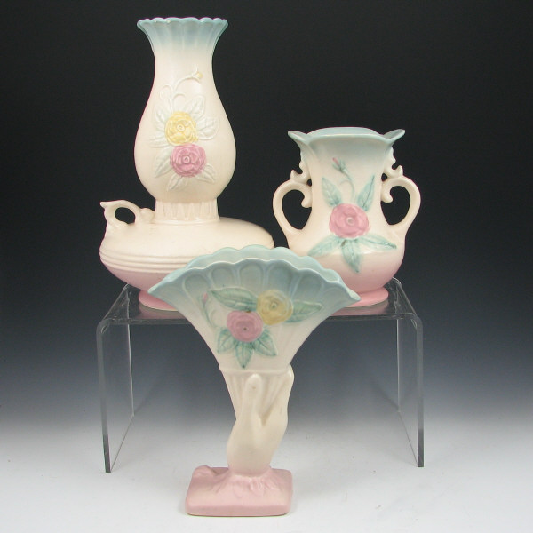 Appraisal: Hull Open Rose - Vases Lot of three Open Rose