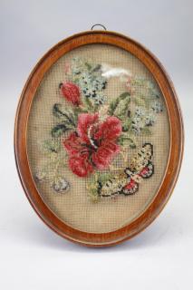 Appraisal: Antique Framed Needlework Antique Framed Needlework Height inches