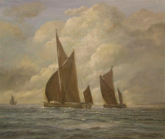 Appraisal: Keith Burtonshaw sailing ships at sea signed framed oil on