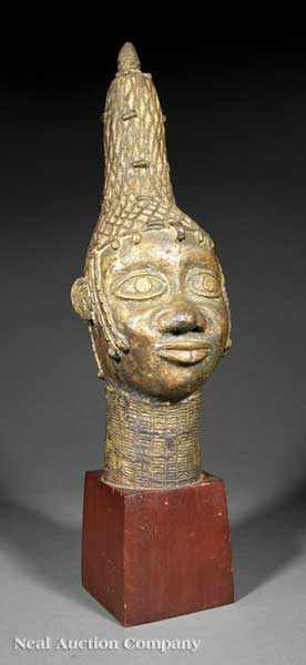 Appraisal: A Nigerian Benin Style Bronze Bust of a Queen Mother